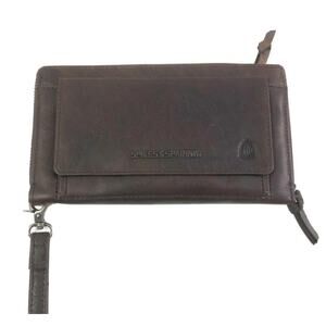 Spikes & Sparrow Wristlet Zip Wallet Dark Brown Leather Aspen RFID Protected